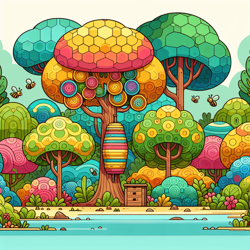 2d colorfull ghibli image style. forest  quite one beehive at a tree body of forest
Single Game Texture.  In-Game asset.  2d.  Blank background.  High contrast.  No shadows.
Single Game Texture.  In-Game asset.  2d.  Blank background.  High contrast.  No shadows