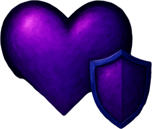 heart with shield. a small shield to the right of the heart