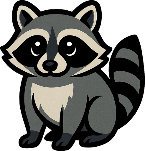 Racoon image with wooden background.
In-Game asset.  2d.  High contrast.  No shadows