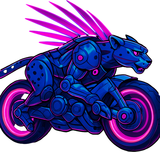 cyberpunk American anime koraidon Miraidon-esque motorcycle animal futuristic cheetah-meets-motorcycle