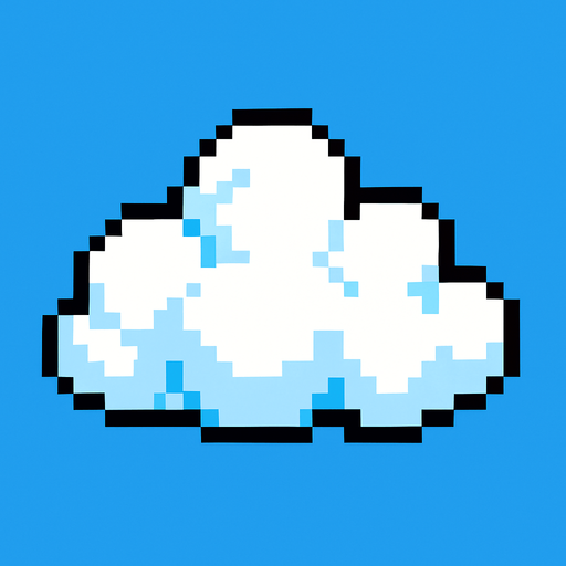 pixelart, cloud.
In-Game asset.  2d.  High contrast.  No shadows