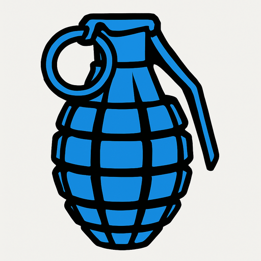 blue hand granade.
In-Game asset.  2d.  High contrast.  No shadows