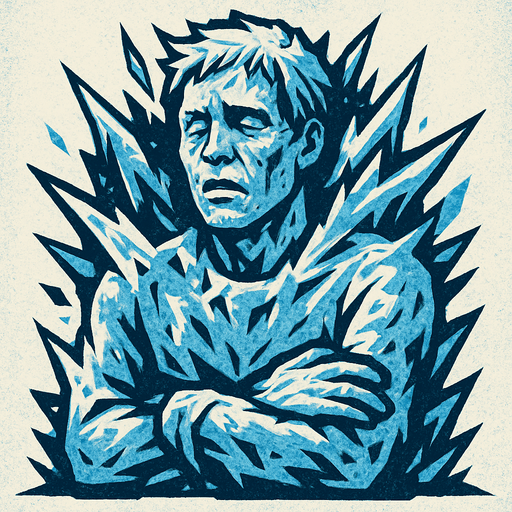 Frozen human.
In-Game asset.  2d.  High contrast.  No shadows