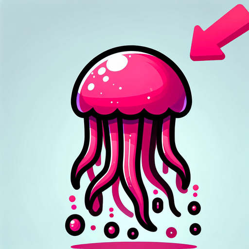 A pink jellyfish. Cartoon..
Single Game Texture.  In-Game asset.  2d.  Blank background.  High contrast.  No shadows
