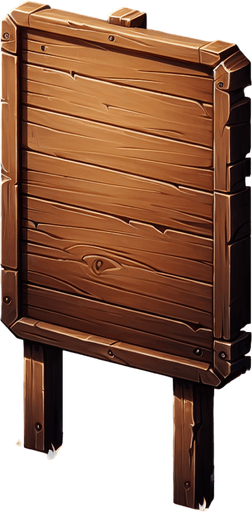 un cartel de madera sin soporte rectangulo 200-100.
Single Game Texture.  In-Game asset.  2d.  Blank background.  High contrast.  No shadows