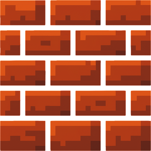 Make a 2D top down pixelated flat image of brick.
In-Game asset.  2d.  High contrast.  No shadows