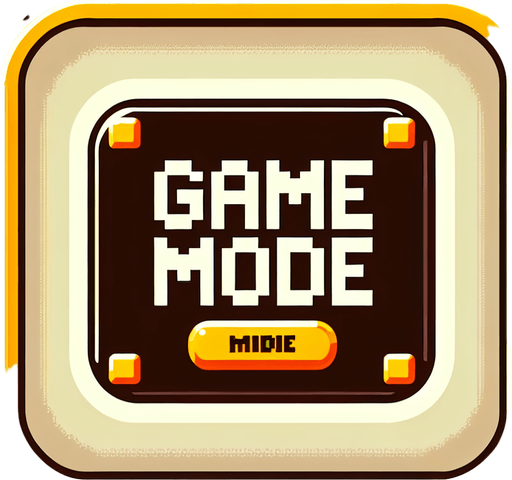 scritta game mode con sfondo caramelle.
Single Game Texture. In-Game asset. 2d. Blank background. High contrast. No shadows.