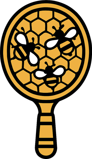 Raquette aux designs dabeilles.
In-Game asset.  2d.  High contrast.  No shadows