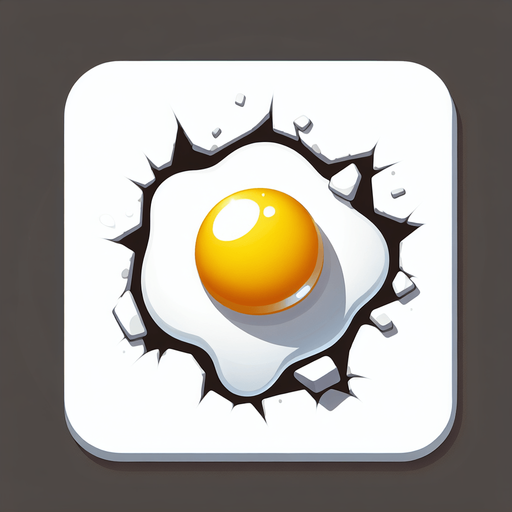 cracked egg white and yolk seeping. Single Game Texture. In-Game asset. 2d. Blank background. High contrast. No shadows.