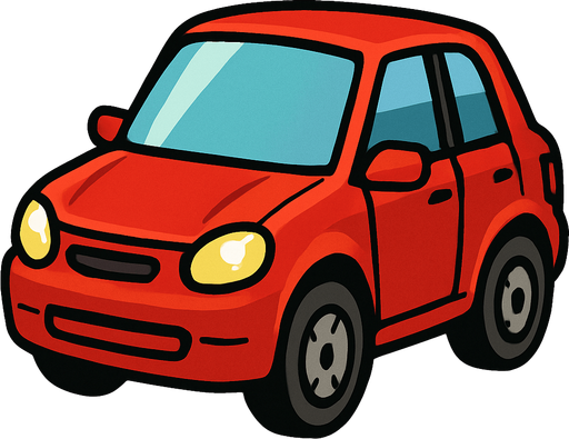 Red car.
In-Game asset.  2d.  High contrast.  No shadows