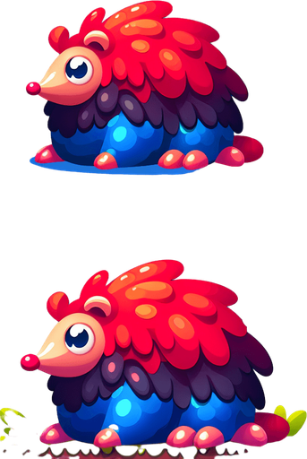 mole red and blu.
Single Game Texture.  In-Game asset.  2d.  Blank background.  High contrast.  No shadows