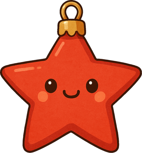 Perfectly star red Christmas decoration. Cartoon. Cute art style