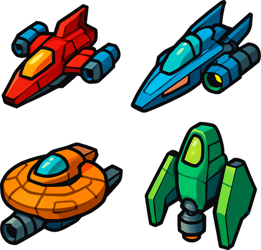 Naves especiales.
In-Game asset.  2d.  High contrast.  No shadows