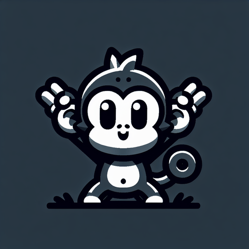 A cute monkey with arms up
Single Game Texture. In-Game asset. 2d. Blank background. High contrast. No shadows.
