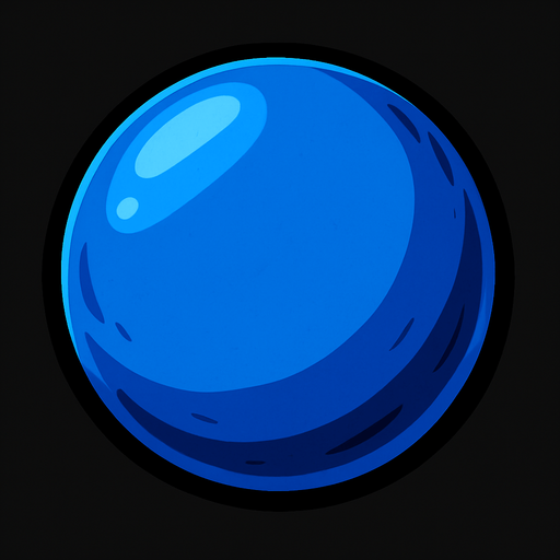 a blue ball  (no de deporte solo una pelota azul).
In-Game asset.  2d.  High contrast.  No shadows