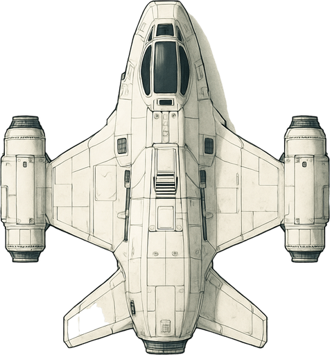 white good guys spaceship top view.