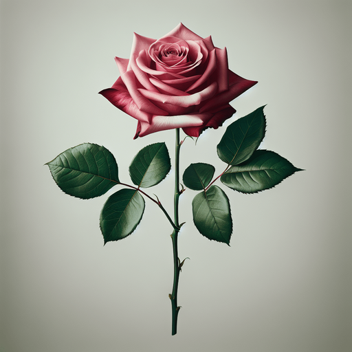 single beautiful rose with its stem.
full white background