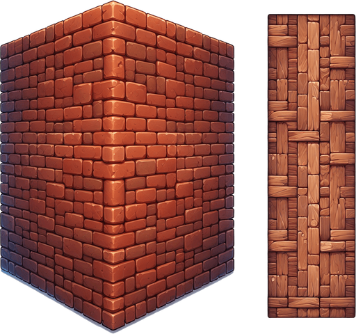 Looks like a brick or wood with shadowing..
Single Game Texture.  In-Game asset.  2d.  Blank background.  High contrast.  No shadows