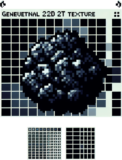black coal. Single Game Texture. In-Game asset. 2d. Blank background. High contrast. No shadows. pixelated. 8 bit