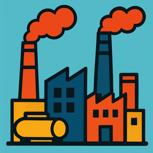 Factory.
In-Game asset.  2d.  High contrast.  No shadows