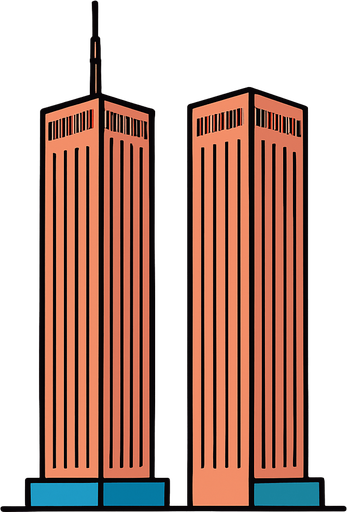 Torres gemelas.
In-Game asset.  2d.  High contrast.  No shadows