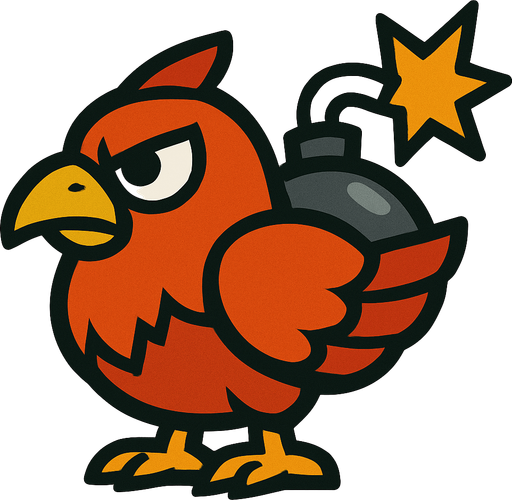 2d bird bomber.
In-Game asset.  2d.  High contrast.  No shadows