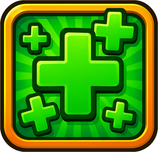 иконка восстановление здоровья много зеленых крестов в рамке, сочные цвета красивый фон.
In-Game asset.  2d.  High contrast.  No shadows