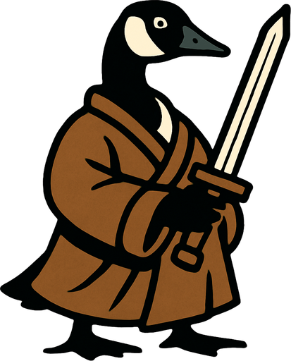 Canadian Goose in robe with sword.
In-Game asset.  2d.  High contrast.  No shadows