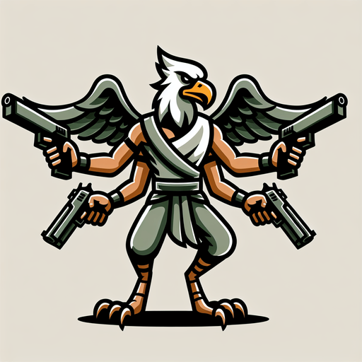 2d animation garuda man play shoot 2 gun 2 direction left and right.
Single Game Texture.  In-Game asset.  2d.  Blank background.  High contrast.  No shadows