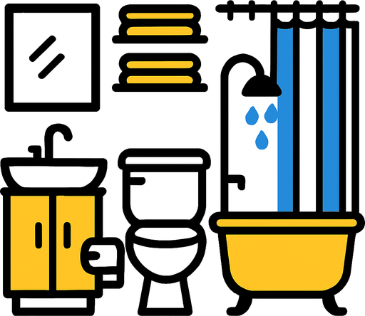 bathrom.
In-Game asset.  2d.  High contrast.  No shadows