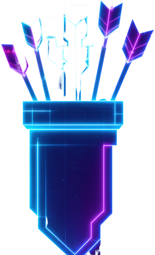 Neon cyberpunk quiver of arrows hologram