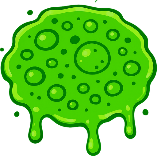 Poisonous green circular saliva. 2D. Top View..
In-Game asset.  2d.  High contrast.  No shadows