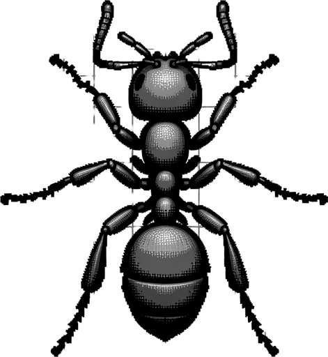 topdown 2d ant, blank background, no shadows.
Single Game Texture.  In-Game asset.  2d.  Blank background.  High contrast.  No shadows
