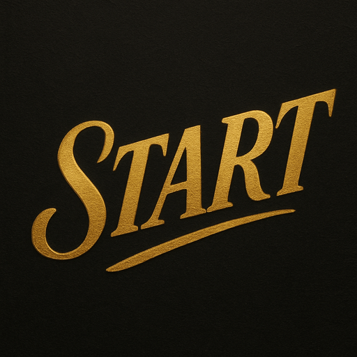 italic "START" written in gold