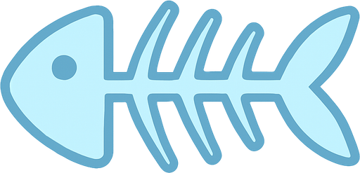A simple ice blue fishbone icon, clean vector style, no background, minimal design, symmetrical and centered, soft lines, suitable for a 2D rhythm game UI element.
In-Game asset.  2d.  High contrast.  No shadows