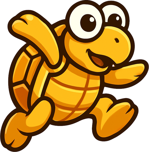 A golden turtle with googly eyes in the jumping position.
In-Game asset.  2d.  High contrast.  No shadows