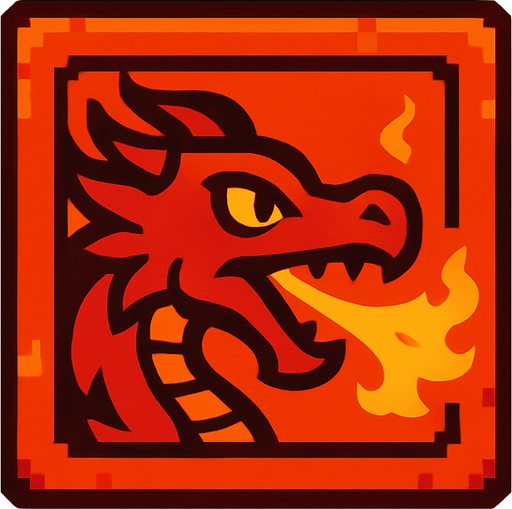 Fire dragon block.
In-Game asset.  2d.  High contrast.  No shadows