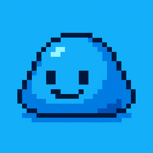 Slime azul, pixelart.
In-Game asset.  2d.  High contrast.  No shadows