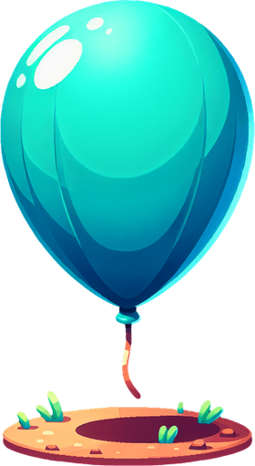 turkuaz renginde balon.
Single Game Texture.  In-Game asset.  2d.  Blank background.  High contrast.  No shadows