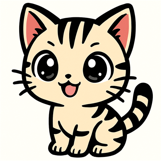 A cute manga style cat.
In-Game asset.  2d.  High contrast.  No shadows