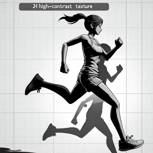 A person running.
Single Game Texture. In-Game asset. 2d. Blank background. High contrast. No shadows.