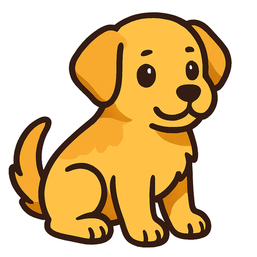 Chiot dorée (animal).
In-Game asset.  2d.  High contrast.  No shadows