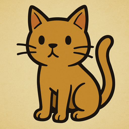 Cat in professor Layton game style.
In-Game asset.  2d.  High contrast.  No shadows