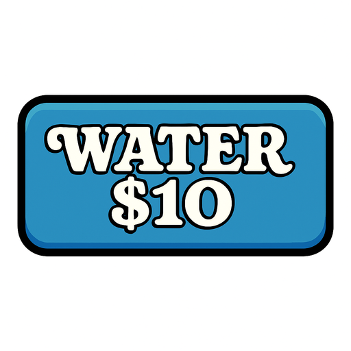 Make button blue and change text to say 'Water $10' in a retro style font