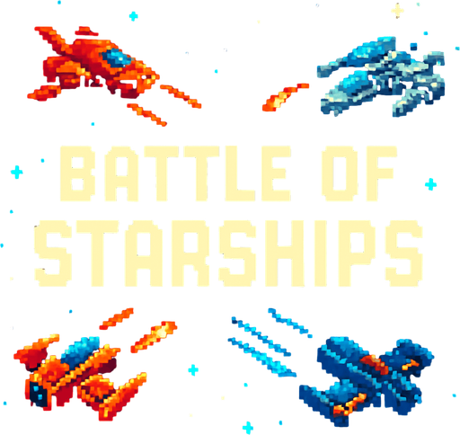 pixel inscription battle of starships in the style of space pixel art.
In-Game asset.  2d.  High contrast.  No shadows