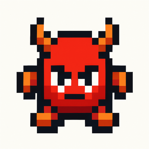 Un enemigo pequeño visto desde arriba, pixel cartoon..
In-Game asset.  2d.  High contrast.  No shadows no backgound