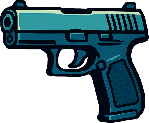 Arme a feu.
In-Game asset.  2d.  High contrast.  No shadows
