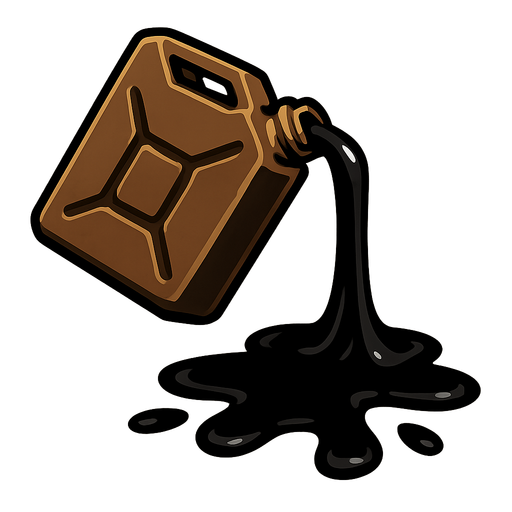 Black oil dripping out a container.
Single Game Texture.  In-Game asset.  2d.  Blank background.  High contrast.  No shadows