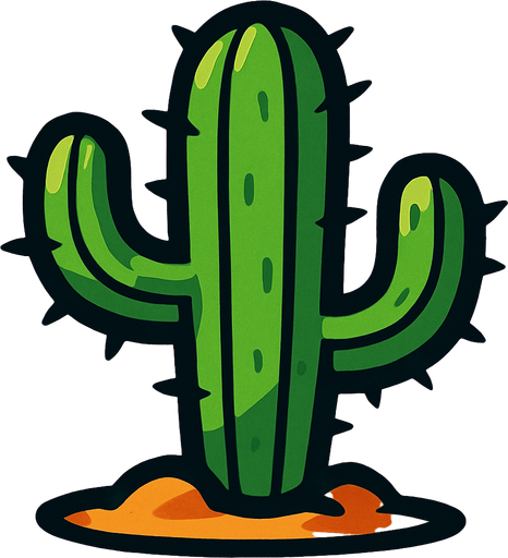 Cactus.
In-Game asset.  2d.  High contrast.  No shadows