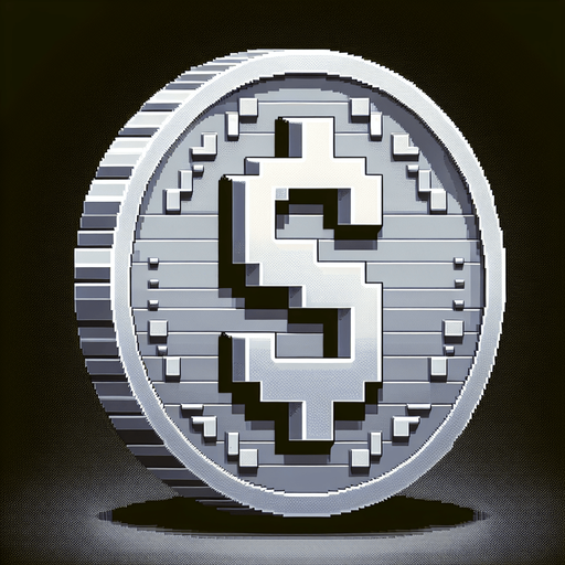 perspective of a basic silver coin with a dollar sign ‘$’....
video game sprite